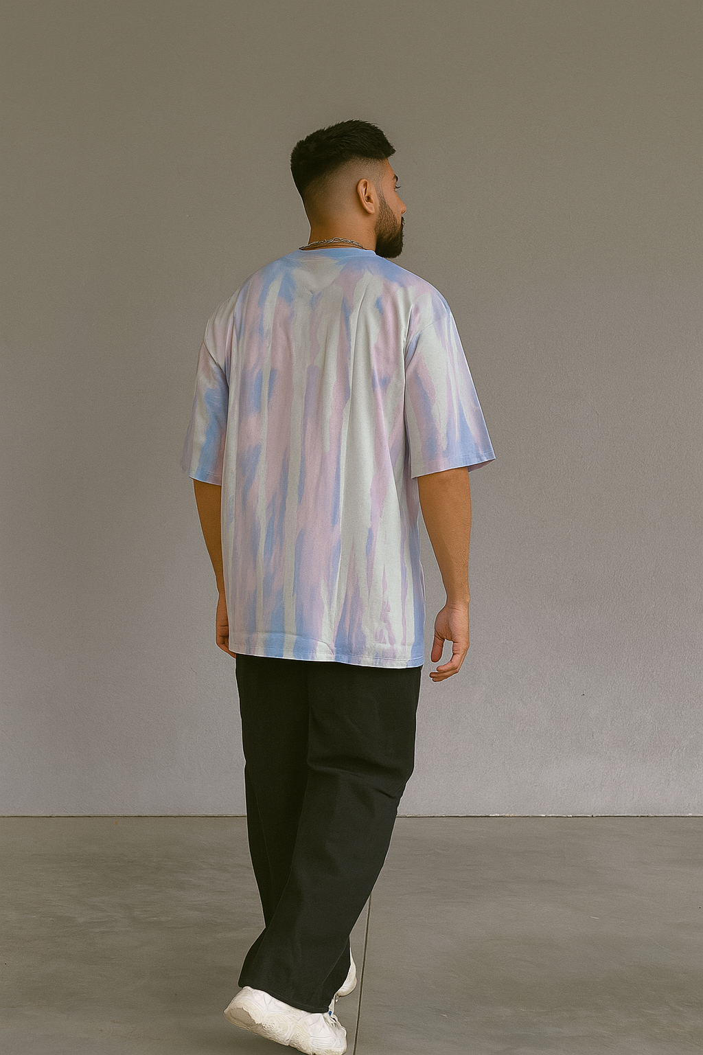 Baggy Fit Tshirt Sky Blue Printed Orange