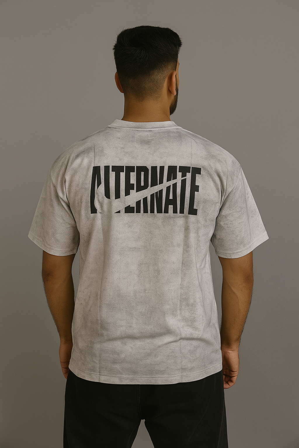Baggy Fit Tshirt Printed Light Grey