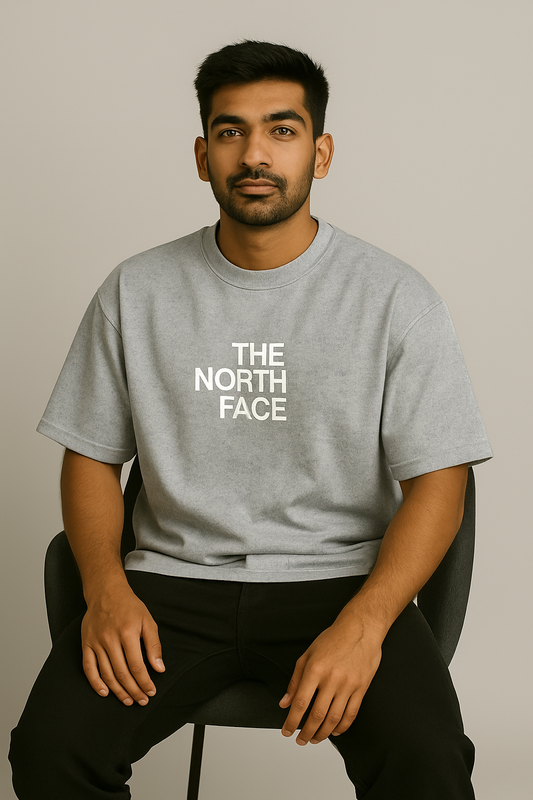 Baggy Fit Tshirt Sky Blue  Printed White