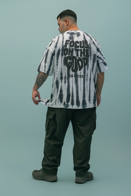 Baggy Fit Tshirt Lilac With Vertical Purple Dye Streaks