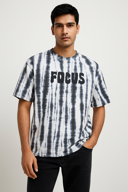 Baggy Fit Tshirt Lilac With Vertical Purple Dye Streaks
