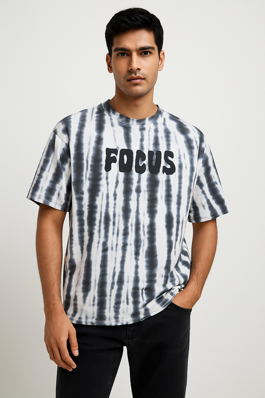 Baggy Fit Tshirt Lilac With Vertical Purple Dye Streaks