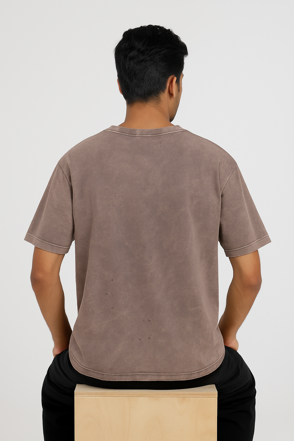 Baggy Fit Tshirt Printed Washed Brown