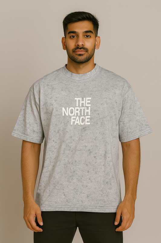 Baggy Fit Tshirt Sky Blue  Printed White