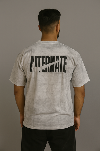 Baggy Fit Tshirt Printed Light Grey