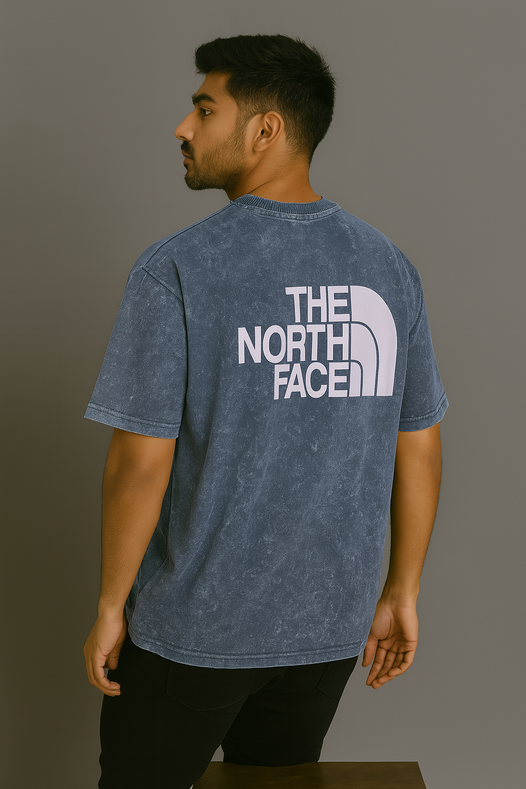 Baggy Fit Tshirt Printed Washed Blue