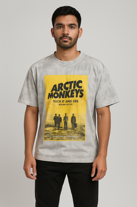 Baggy Fit Tshirt Printed Light Grey