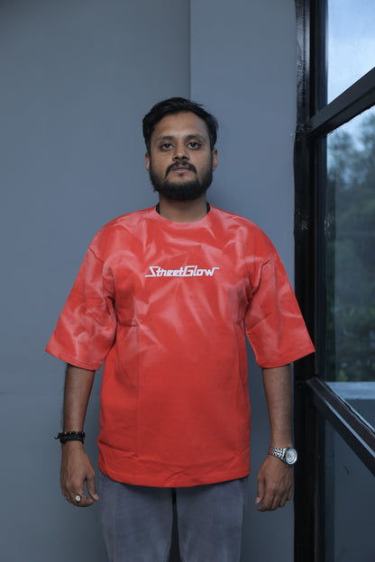 Baggy Fit Tshirt Printed Bold Red