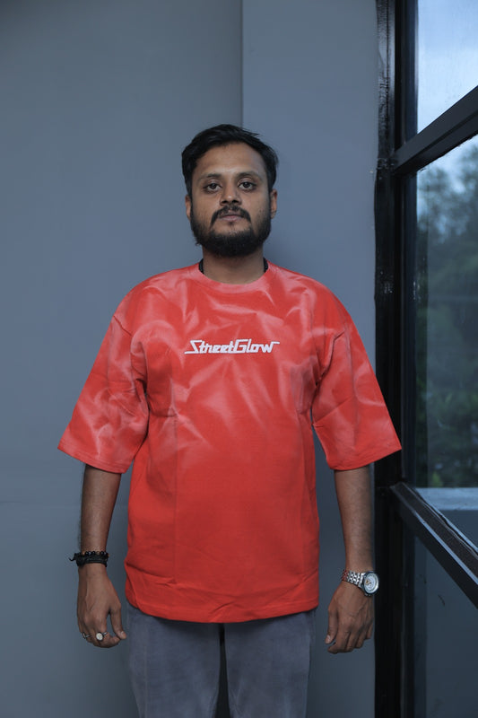 Baggy Fit Tshirt Printed Bold Red