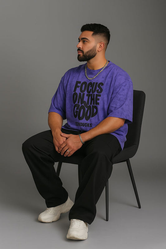 Baggy Fit Printed Tshirt Deep Purple