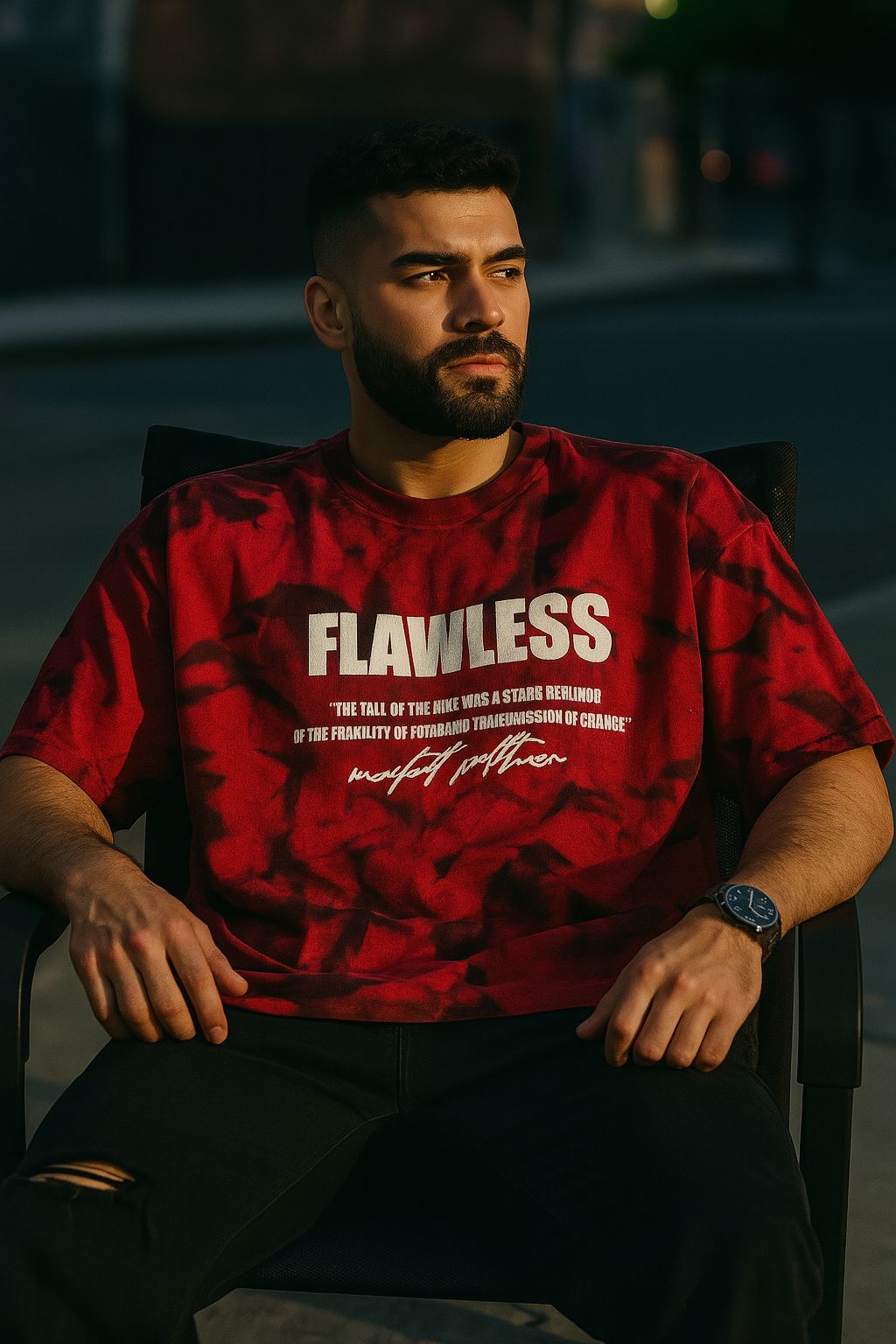 Baggy Fit Printed Tshirt  Red Vibe