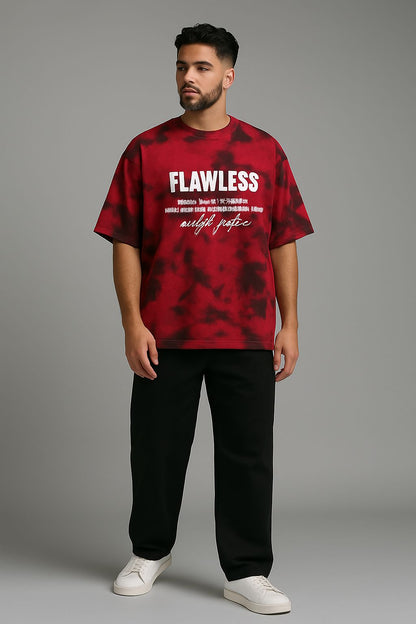 Baggy Fit Printed Tshirt  Red Vibe