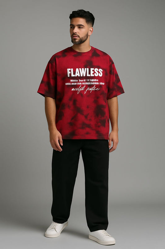 Baggy Fit Printed Tshirt  Red Vibe