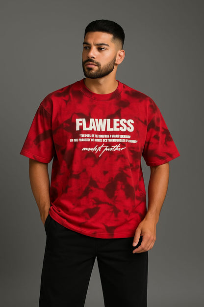 Baggy Fit Printed Tshirt  Red Vibe
