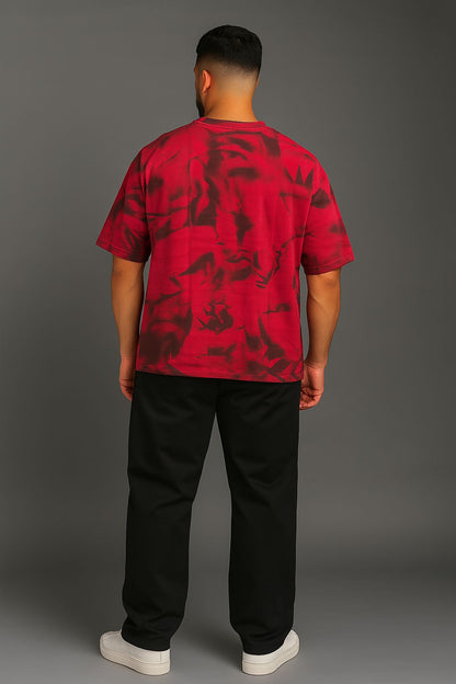 Baggy Fit Printed Tshirt  Red Vibe