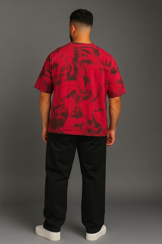 Baggy Fit Printed Tshirt  Red Vibe