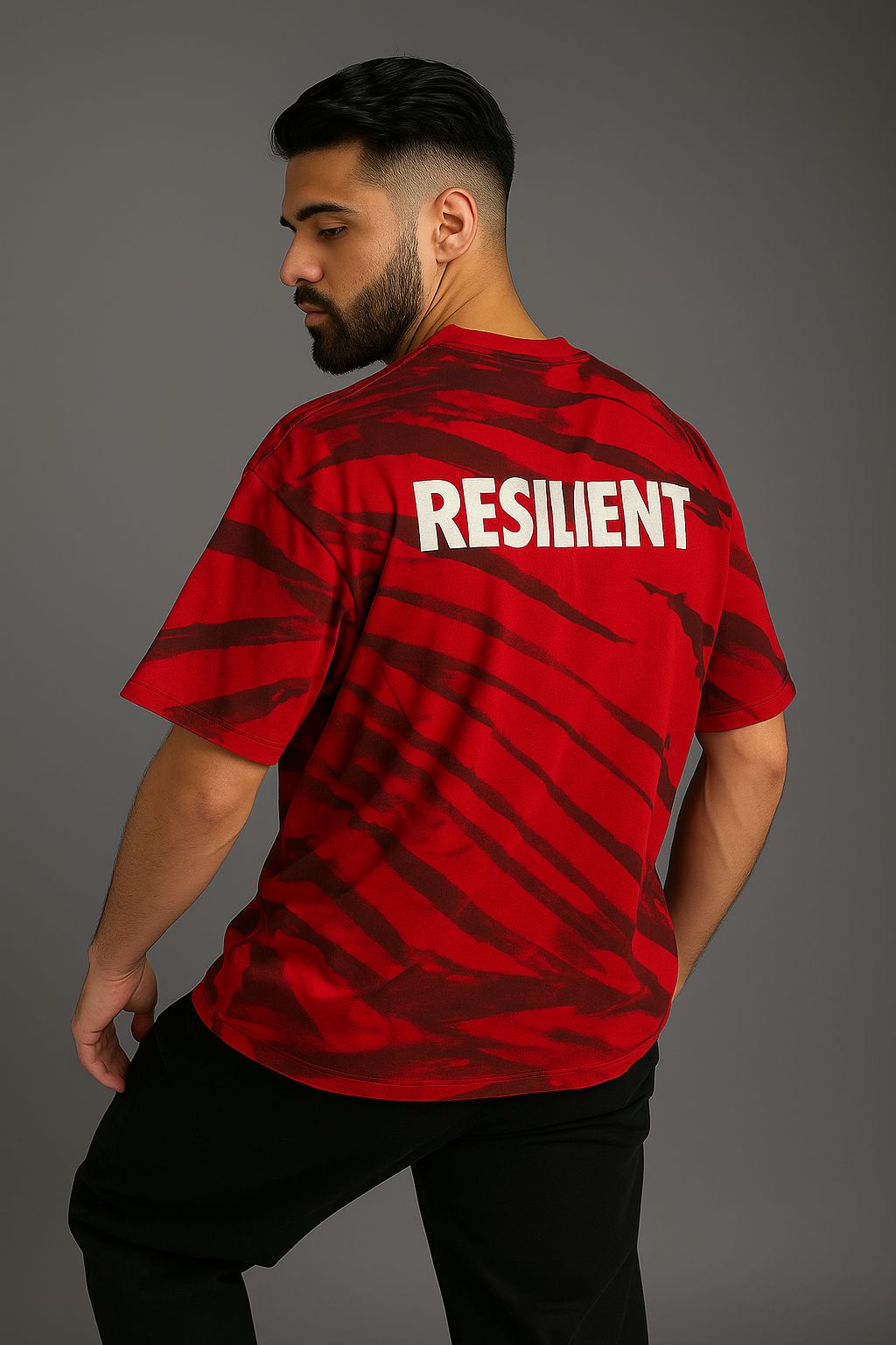 Baggy Fit Both Side Printed Tshirt  Red