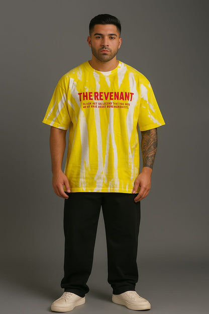 Baggy Fit Tshirt Lilac With & Red Printed Dye Streaks