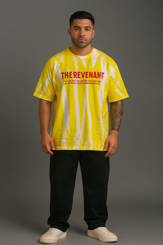 Baggy Fit Tshirt Lilac With & Red Printed Dye Streaks