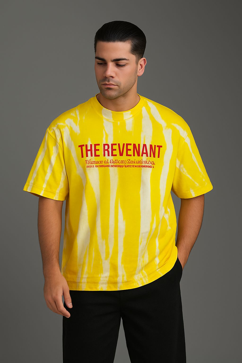 Baggy Fit Tshirt Lilac With & Red Printed Dye Streaks