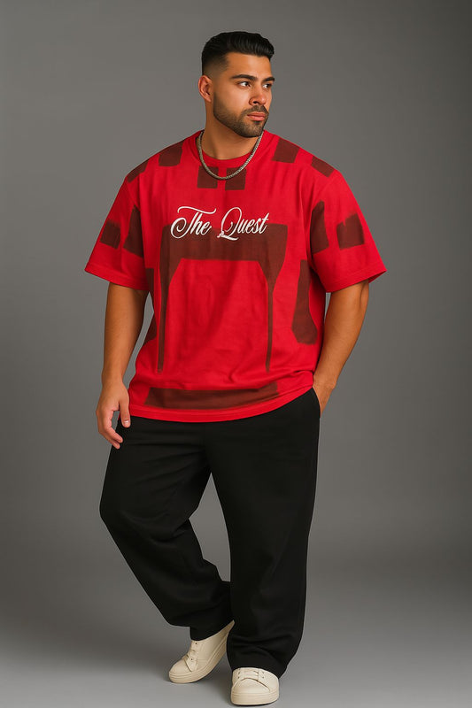 Baggy Fit Prined Tshirt Red