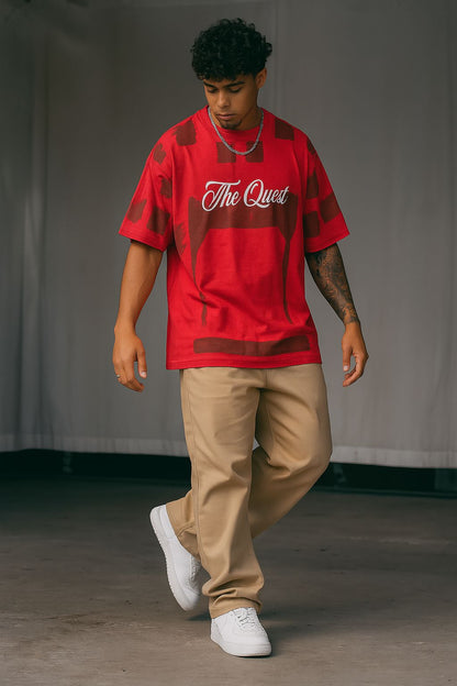Baggy Fit Prined Tshirt Red