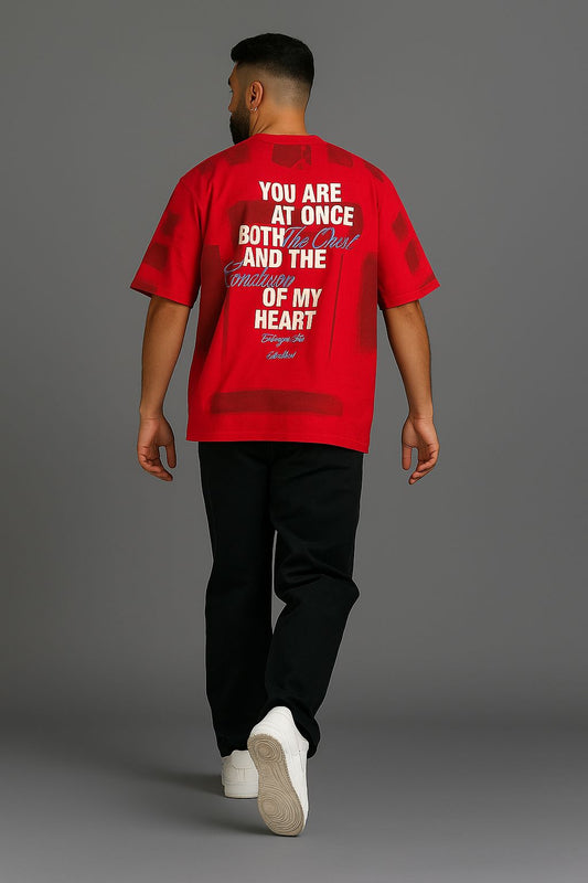 Baggy Fit Prined Tshirt Red