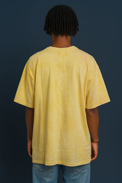 Baggy Fit Prined Tshirt Faded Yellow
