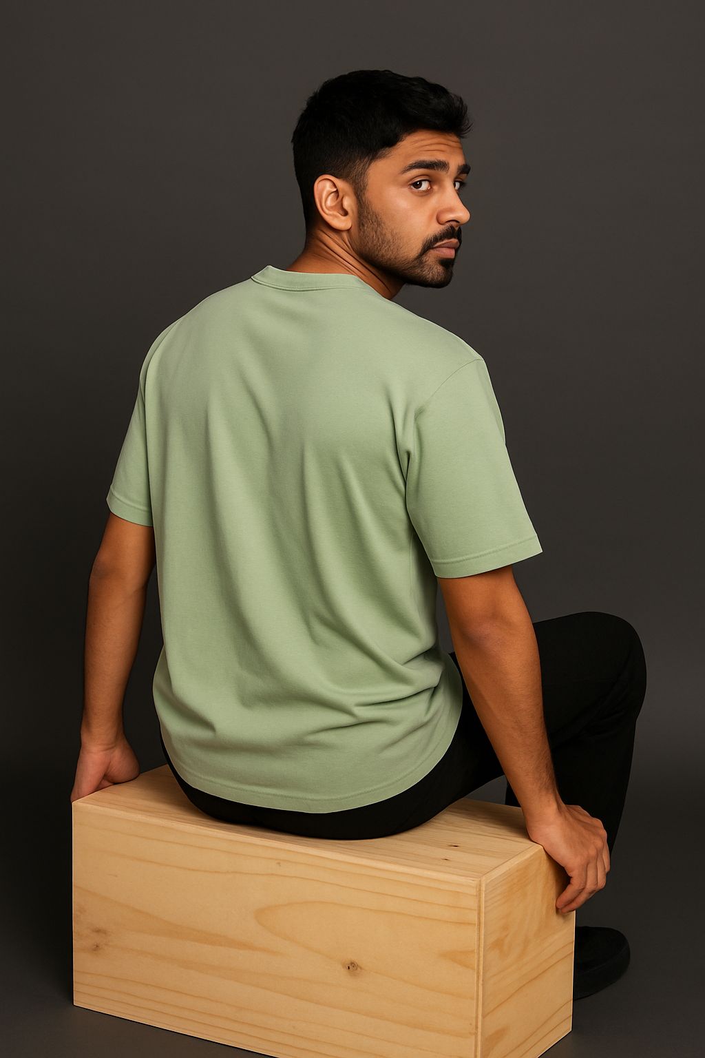 Baggy Fit Prined Tshirt Light Green