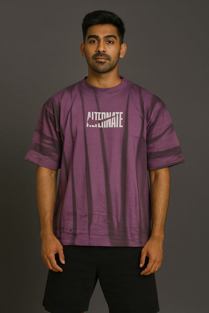 Baggy Fit Prined Tshirt Dark Purple