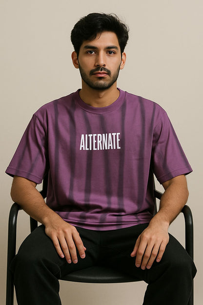 Baggy Fit Prined Tshirt Dark Purple