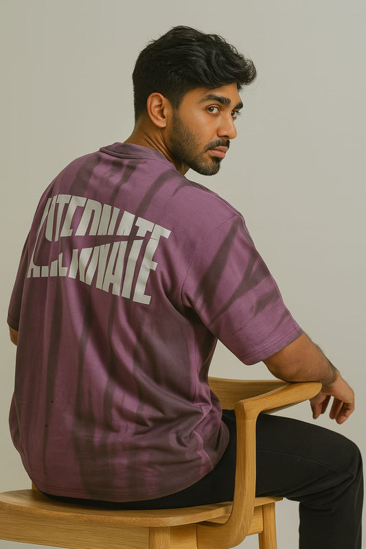 Baggy Fit Prined Tshirt Dark Purple