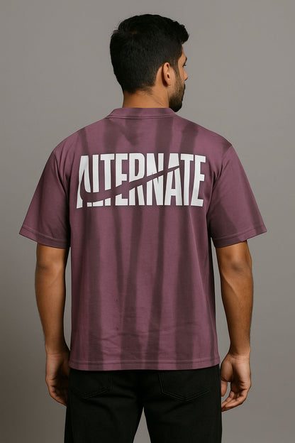 Baggy Fit Prined Tshirt Dark Purple
