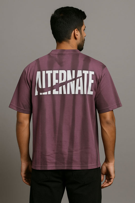 Baggy Fit Prined Tshirt Dark Purple