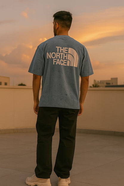Baggy Fit Prined Tshirt Muted Blue