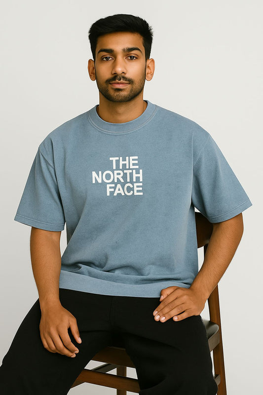 Baggy Fit Prined Tshirt Muted Blue