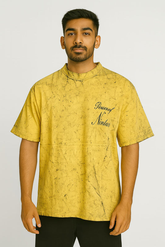 Baggy Fit Prined Tshirt Mustard Yellow