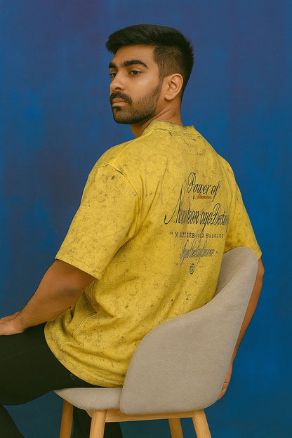 Baggy Fit Prined Tshirt Mustard Yellow