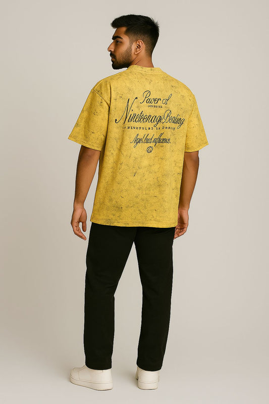 Baggy Fit Prined Tshirt Mustard Yellow