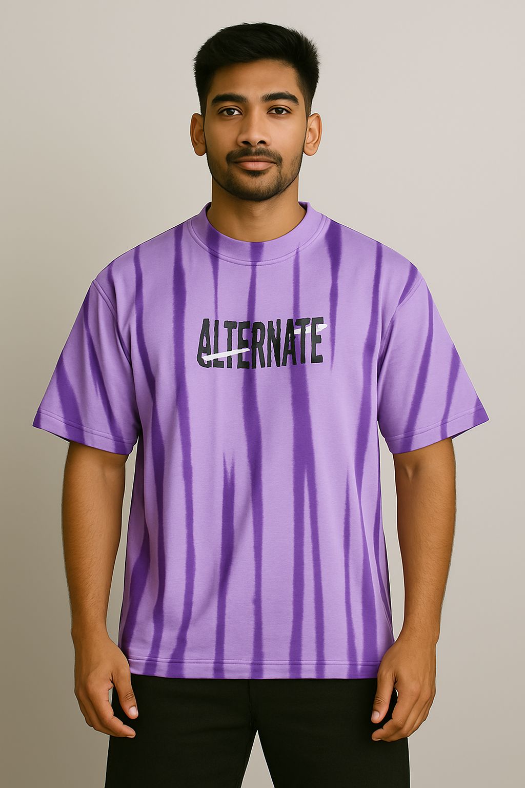 Baggy Fit Prined Tshirt Light purple