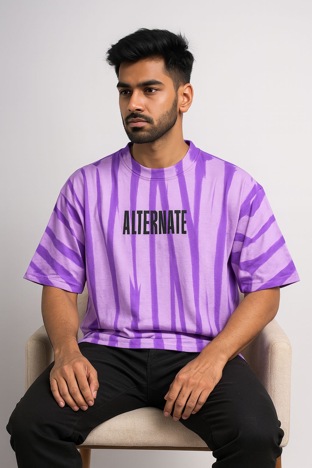 Baggy Fit Prined Tshirt Light purple