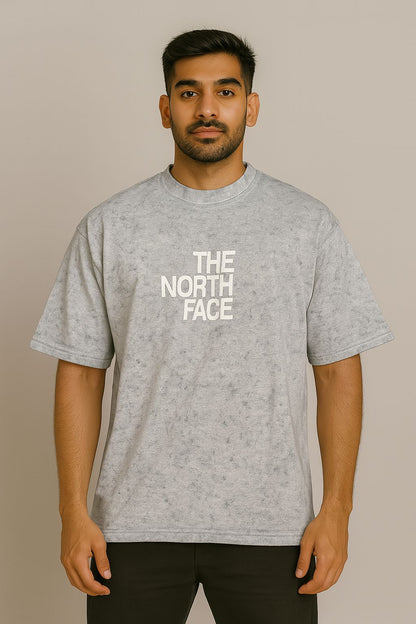 Baggy Fit Prined Tshirt Light Grey