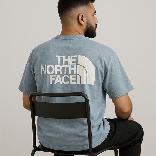 Baggy Fit Prined Tshirt Washed Blue