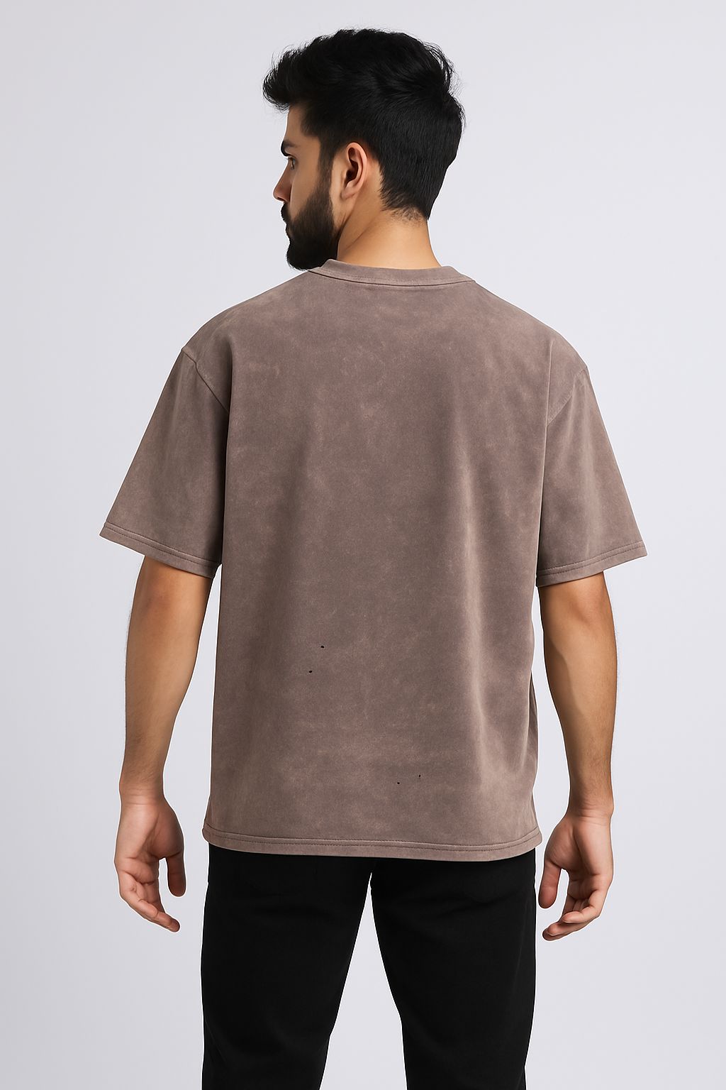 Baggy Fit Prined Tshirt Washed Brown