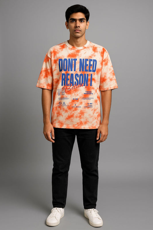 Baggy Fit Prined Tshirt Orange