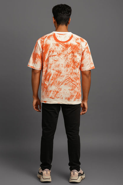 Baggy Fit Prined Tshirt Orange