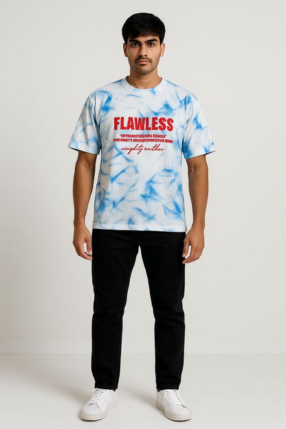 Baggy Fit Prined Tshirt White, Blue