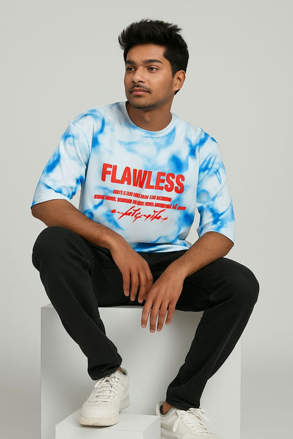 Baggy Fit Prined Tshirt White, Blue