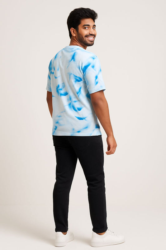 Baggy Fit Prined Tshirt White, Blue