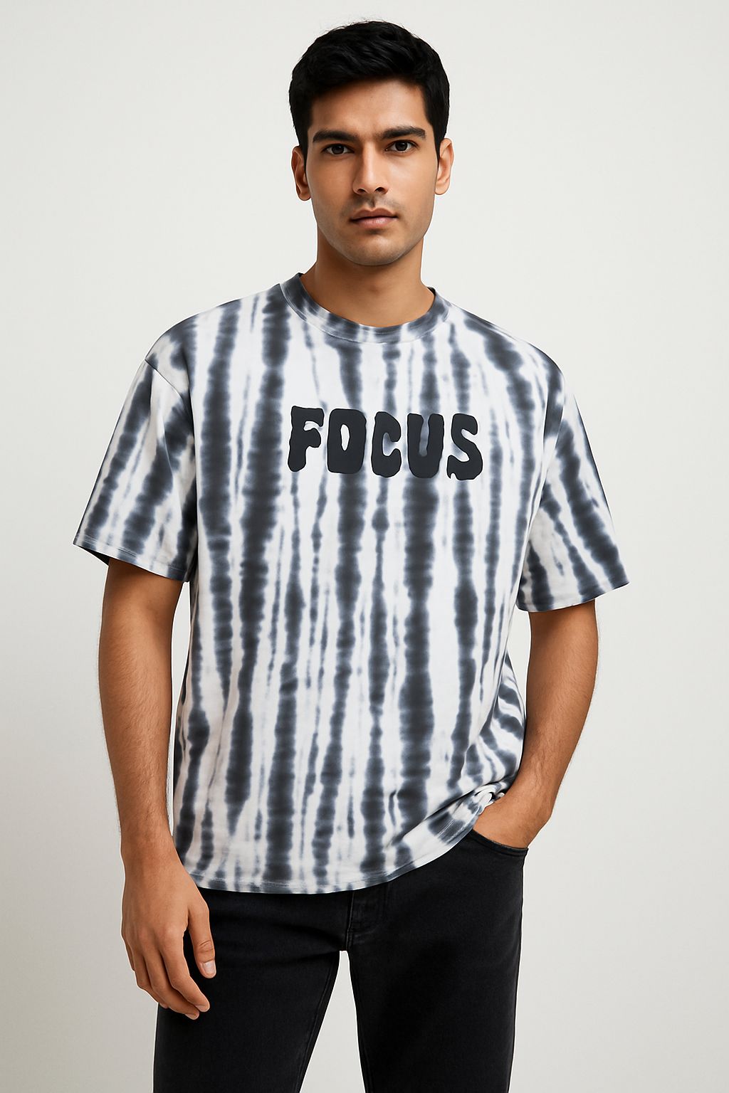 Baggy Fit Prined Tshirt White, Grey